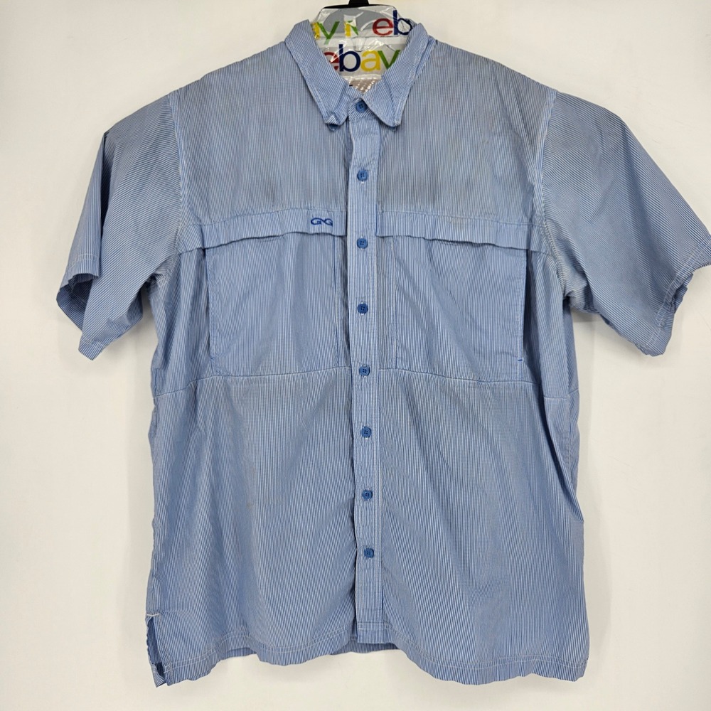 GameGuard Shirt Mens 2XL Gingham Vented UPF Fishing Short Sleeve Button Up FLAWS